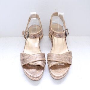 1462. Worn Once - Stuart Weitzman Rose Gold Platform Wedges Sandals